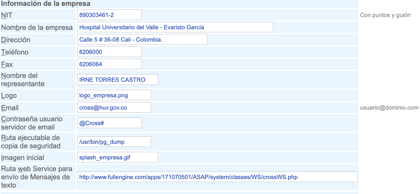 Administración de información de la empresa.