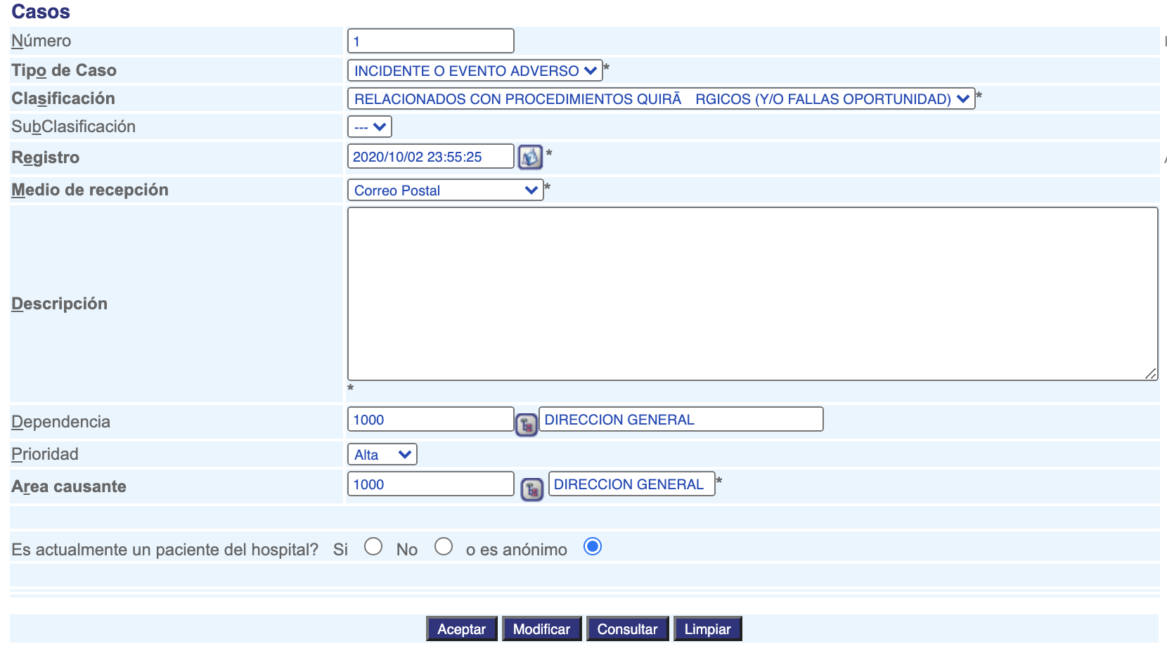 Registro de requerimientos