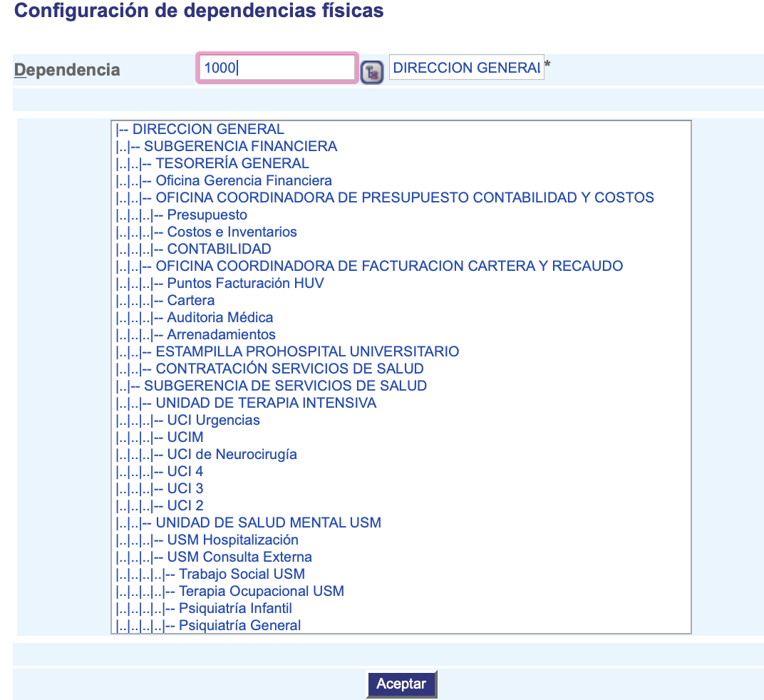 Configuración de dependencias físicas