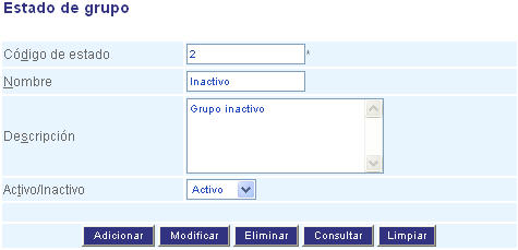 Configuración estado de grupos