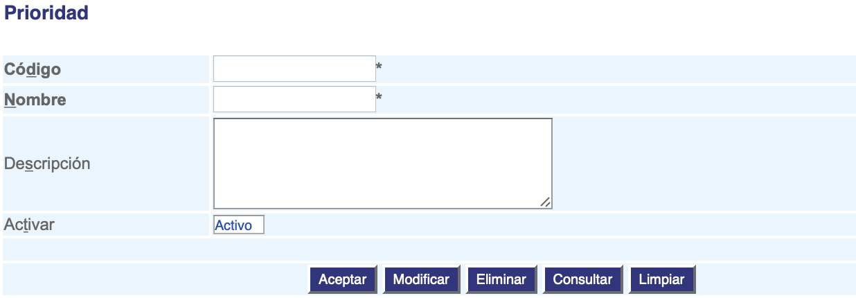 Configuración de prioridad